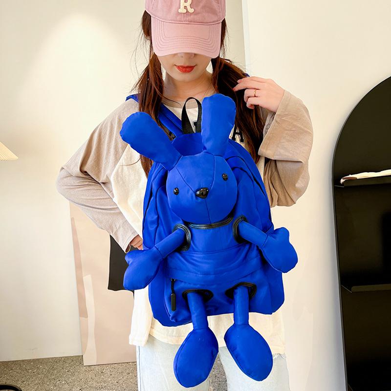 2024 Летний милый нейлоновый рюкзак с кроликом для студентов - повседневная модная сумка