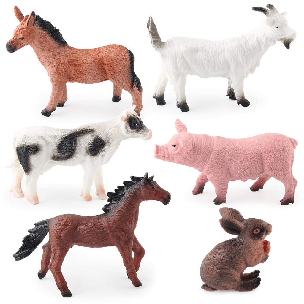 Direct Supply Simulation Cotton-Filled Washable, Ecological Farm Ranch Animal Set Static Model Ornament Toy