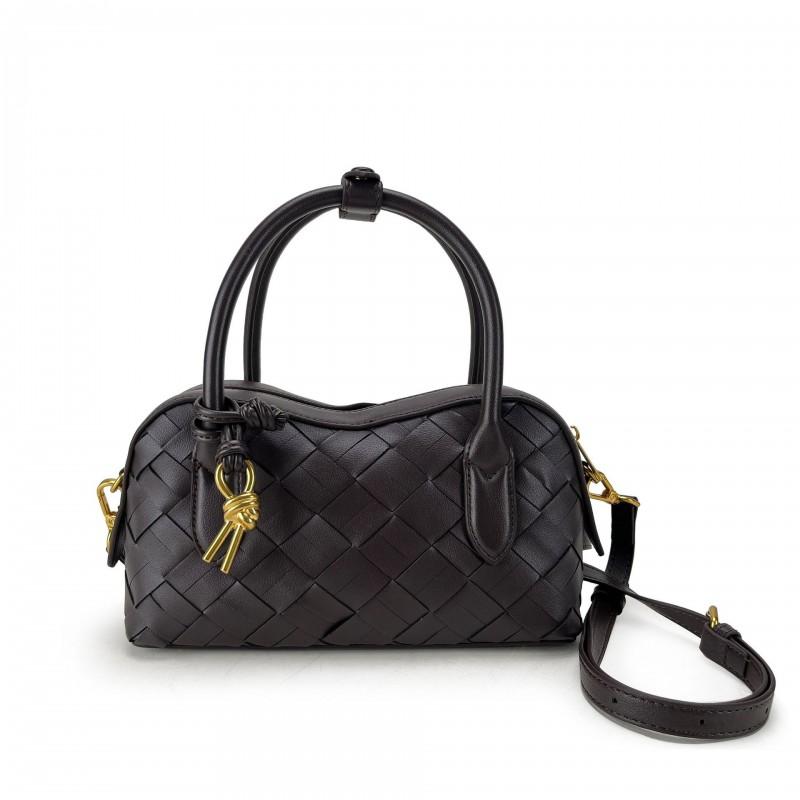 Genuine Leather Woven Shoulder Bag Women Soft Pillow Shape Crossbody With Zip Inner Phone Pocket