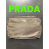 Used PRADA Nylon Tessuto Pouch Greige Cosmetic