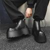 Мужские кожаные увеличивающие рост туфли челси на очень толстой подошве, с рукавом, туфли-маффины, короткие ботинки