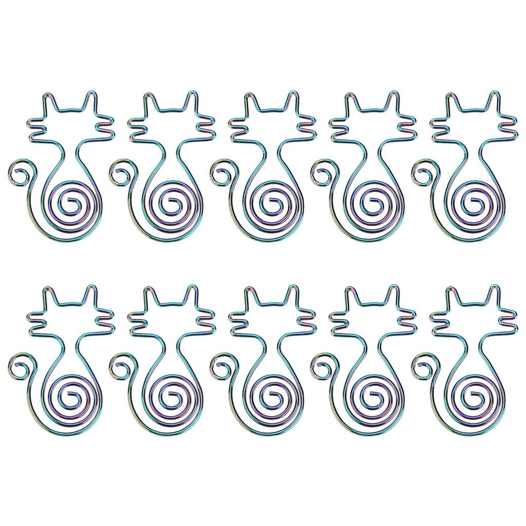 10 шт. скрепка в форме животного, красочная, в форме кошки, креативная, портативная, для офиса, дома, файлов, блокнота