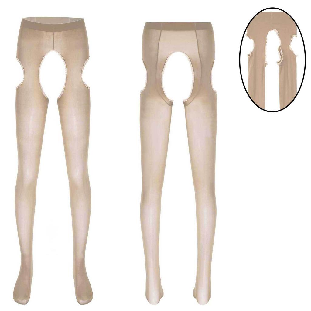 Мужские колготки с кружевной отделкой, длинные брюки с открытой промежностью, колготки, леггинсы