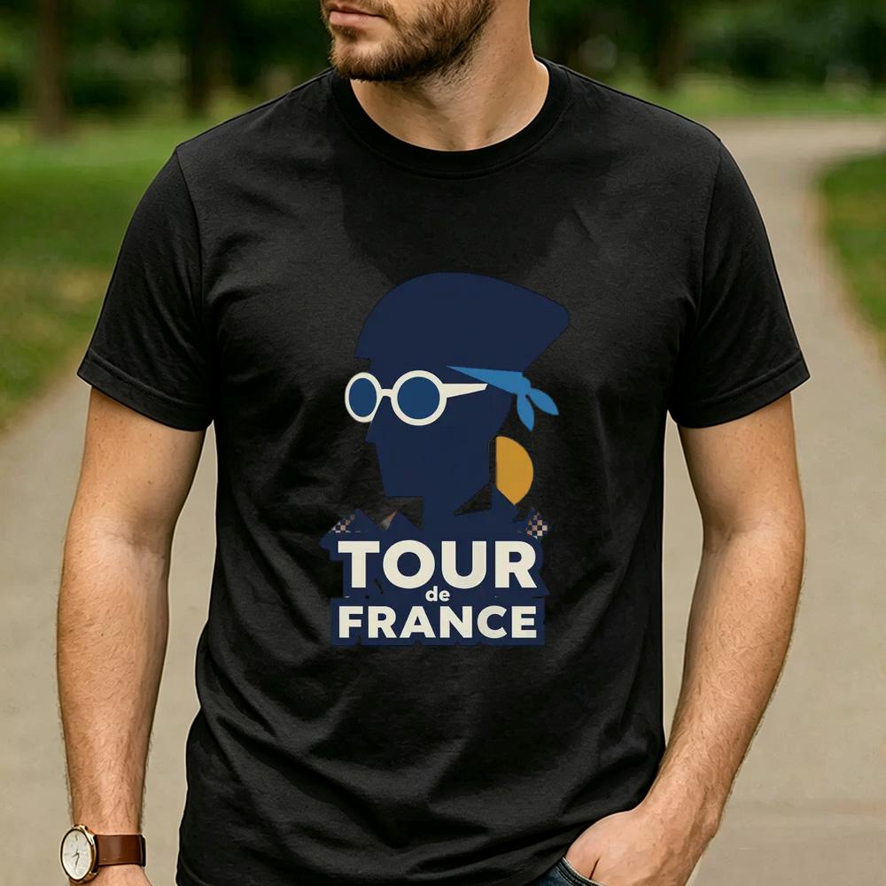 Pro Cycling Fan Cotton T Shirt Short Sleeve Tour de France Retro Beret Sunglasses Rider Graphic Unisex Road Race Sports Tee