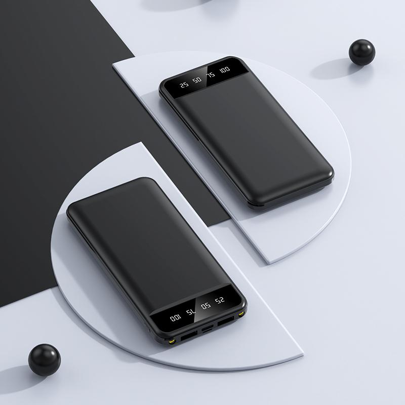 Ультратонкий аккумулятор Power Bank Портативное зарядное устройство большой емкости 20000 мАч Мобильная станция смены питания со светодиодной подсветкой