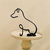 Wrought Iron Minimalist Dog Metal Ornaments Art Sculpture Exquisite Animal Figure Home Office Desk Art Decoration