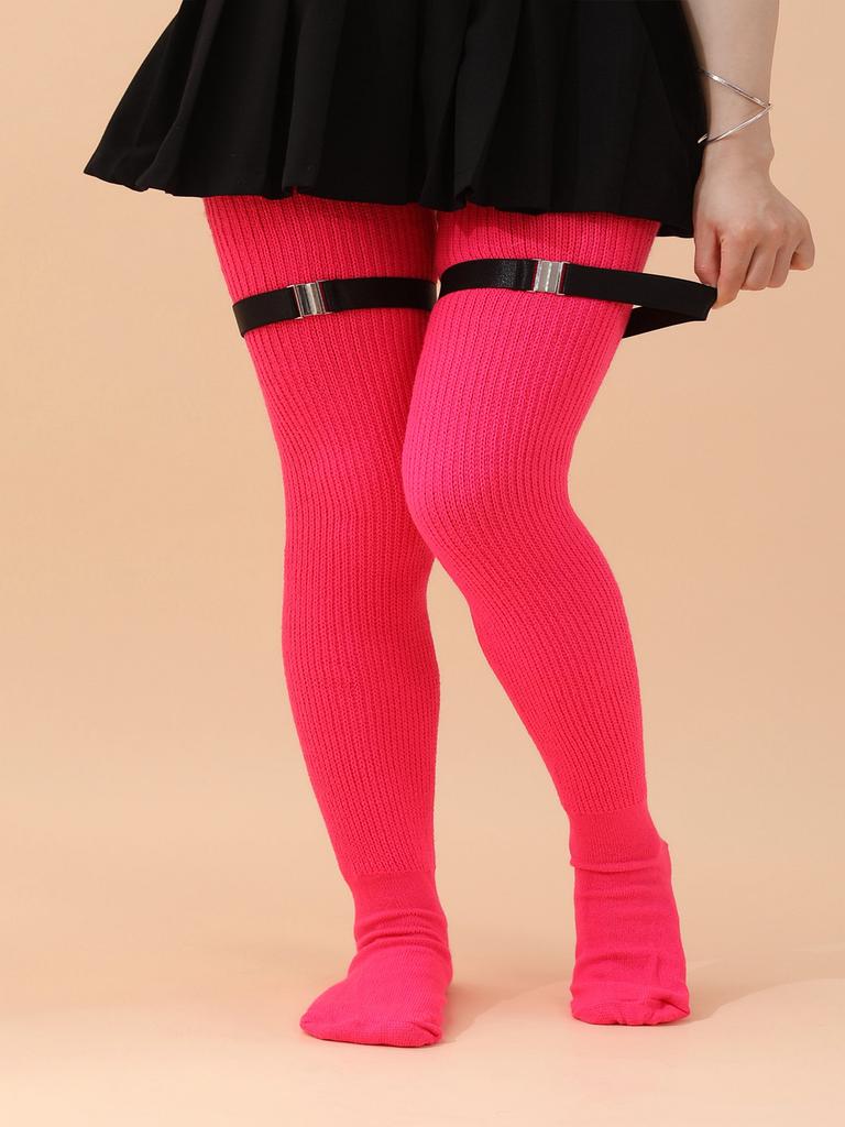BH399 Women's Long Over Knee Thick Thigh High Socks Good Quality Breathable Casual Winter Season Jacquard Print Design Plus Size