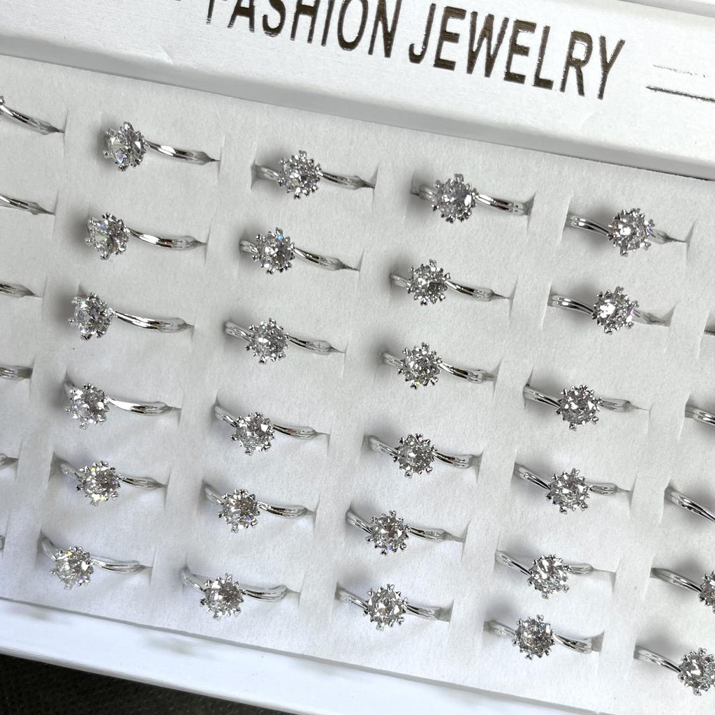 36Pcs Sunflower Ring Opened Snowflake Ring Women Adjustable Zirconium Ring