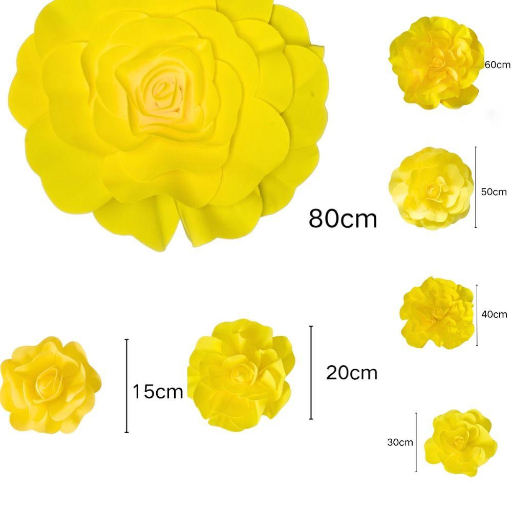 NEW Yellow Color Simulation Flower 3D Multi Size Artificial Flower Flower Head Garden Style Artificial Rose Interior Design