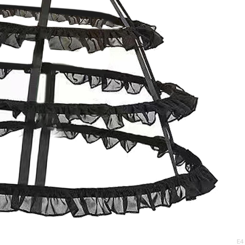 3 Hoops Skirt Petticoat Elastic Waistband Crinoline Pannier for Gown