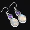 Natural Rainbow Moonstone Gemstone 925 Solid Sterling Silver Earring 1.42" M9y47