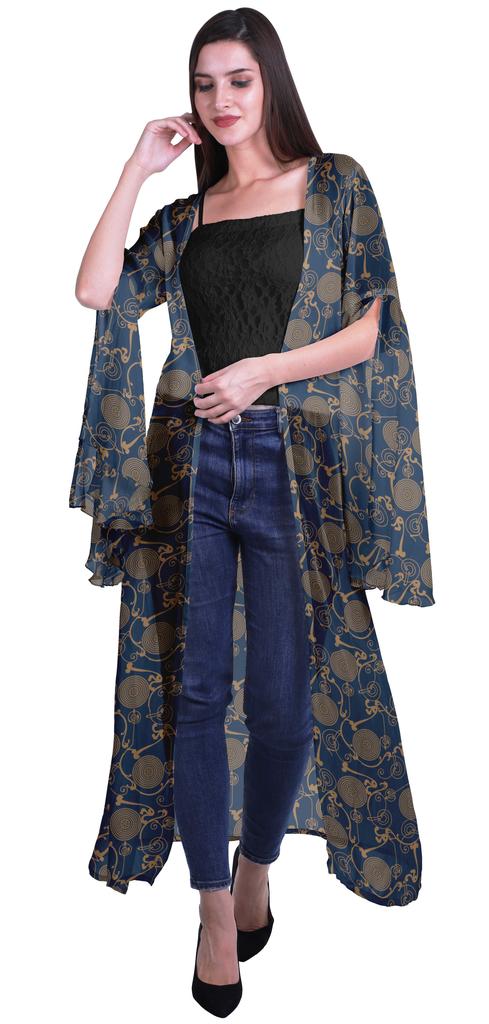 Moomaya Пляжная накидка с открытым передом из принтованного жоржета и разрезами на рукавах