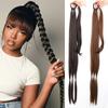 85 Cm Long Braided Ponytail Hair Extension with Hair Rope Synthetic Fiber Black Brown Braids Ponytail for Women