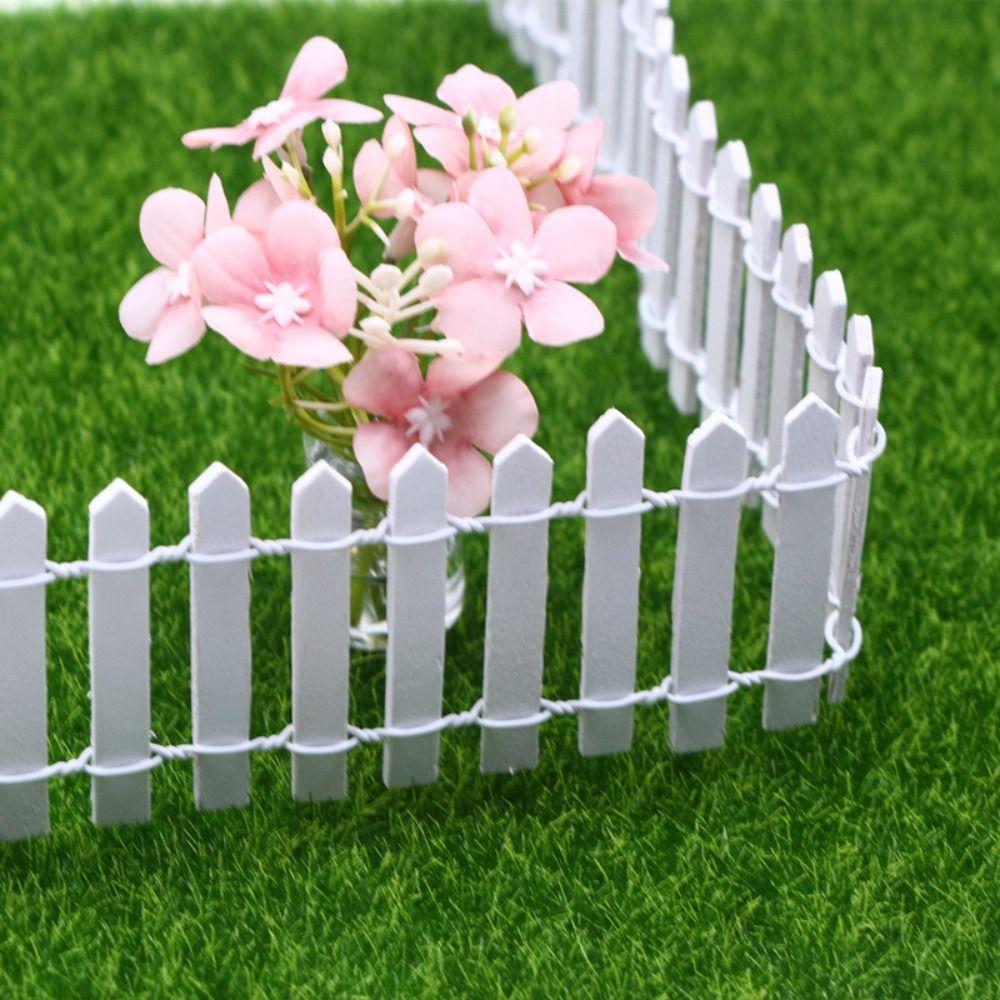 90x5cm Mini Fairy Garden Fence Natural Wood Miniature Picket Fence Indoor Courtyard