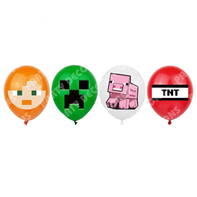 Minecraft Birthday Party Supplies Decorations Kit Banner Cake Toppers Balloons Set for Boys Girls Gaming Themed Party