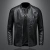 Autumn Large Size Stand Collar Leather Jacket for Men, Trendy Slim Fit Men's Casual Motorcycle Wear Leather Jacket