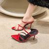 Fashion New Fashion Summer Pointed Toe Slippers Women Red Patent Leather Open Toe Stiletto High Heels Women Outside Wear Sexy Sandals