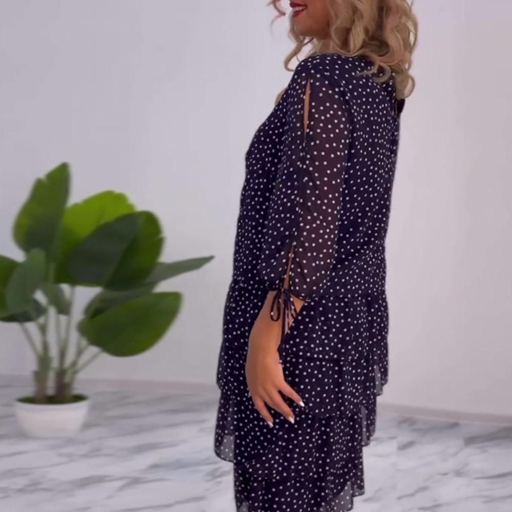 2025 Элегантная женская одежда с круглым вырезом и принтом в горошек