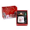 Christmas Gift Mug with Lid Spoon Santa Claus Reindeer Ceramic Cup Keeps Drinks Warm 400ml Souvenir Coffee Cup Gift for Coffee Lovers
