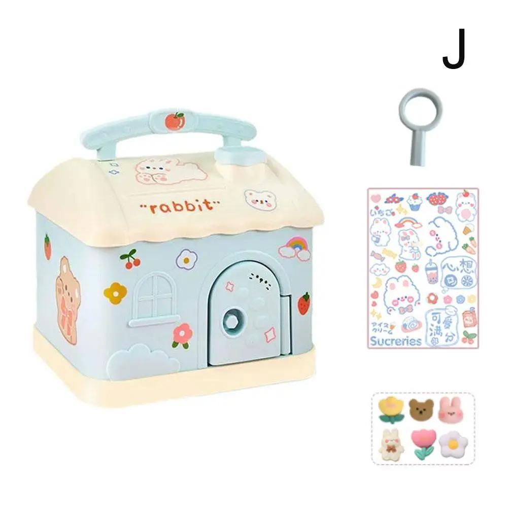 Милый мультяшный домик-копилка-кролик, милая коробка для хранения вещей для детей с наклейками своими руками, украшение дома, подарки на день рождения для детей