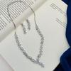 Silver Plated Diamond Round Necklace Set Diamond Necklace Set for Women