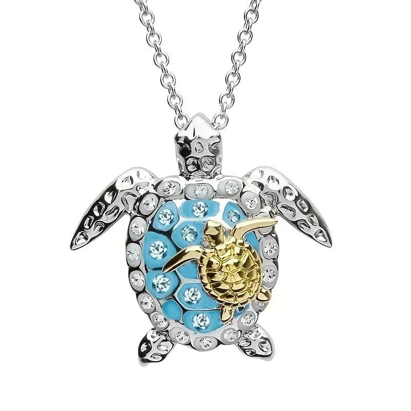 Sea Stylish Turtle Necklace In Silver And Gold Perfect Animal Accessory Couples For