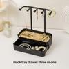 Jewelry Organizer Hanging Display For Earrings Necklaces Jewelry Storage Rack With Wooden Base Bracelet Rings Holder