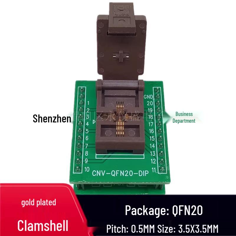 QFN20 3.5x3.5mm Gold-Plated Aging Test Socket for 20L DFN Chip Burn-in