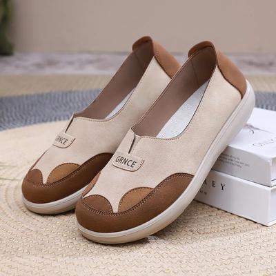 Летние Новые Противоскользящие Износостойкие Дышащие Женские Туфли на Мягкой Подошве, Цветной Блок, Круглый Носок, Повседневные Универсальные Лоферы