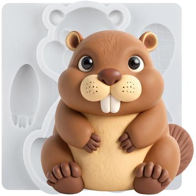 Силиконовые формы «Бобры», Форма для мастики «Лесные животные», Инструменты для украшения торта, Топпер для кекса, Форма для конфет, шоколада, гампасты
