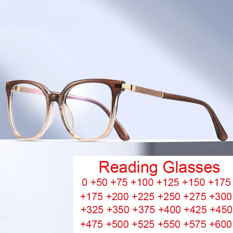 Fashion Women Square Reading Glasses Luxury Big Frame Anti Blue Light Computer Glasses Vintage Black Men Prescription Eyeglasses