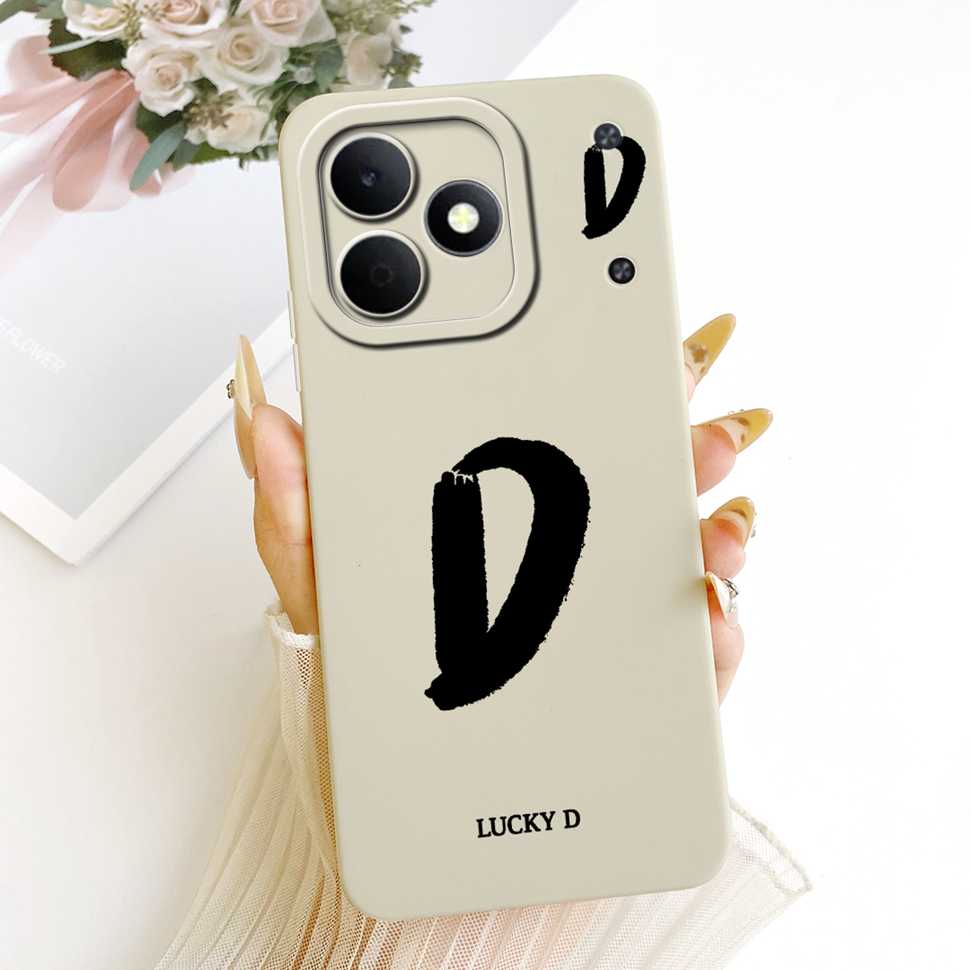 Чехол для Realme Note 80 4G RMX5388 Счастливыми буквами A-Z Силиконовая задняя крышка для Realme Note80 4G 6.74" Чехлы для телефона с полной защитой