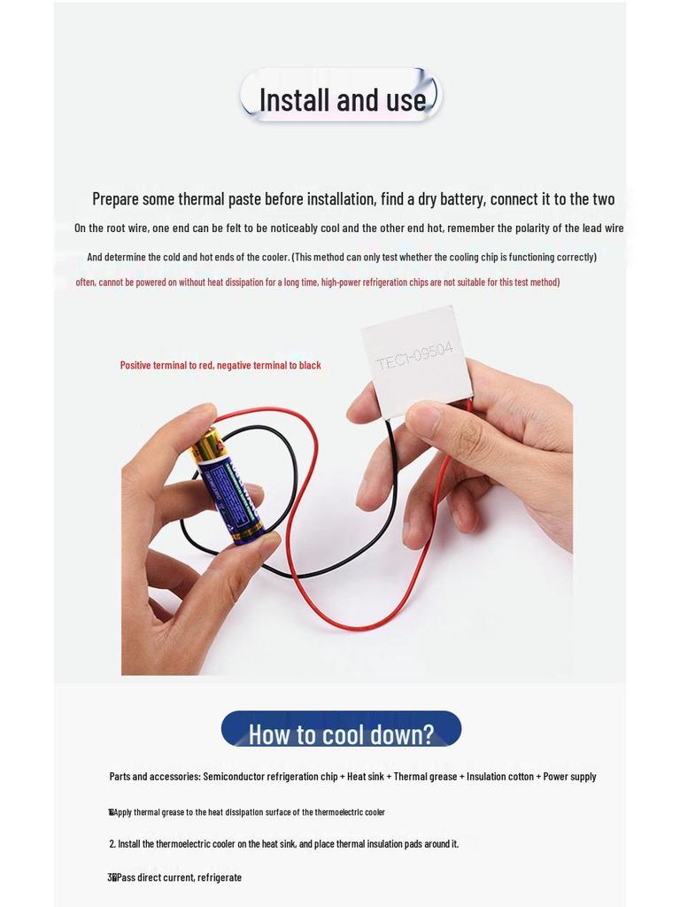 Semiconductor Refrigeration Chip TEC1-09504, 40x40mm 12V 4A, with Probe for Beauty Instruments.