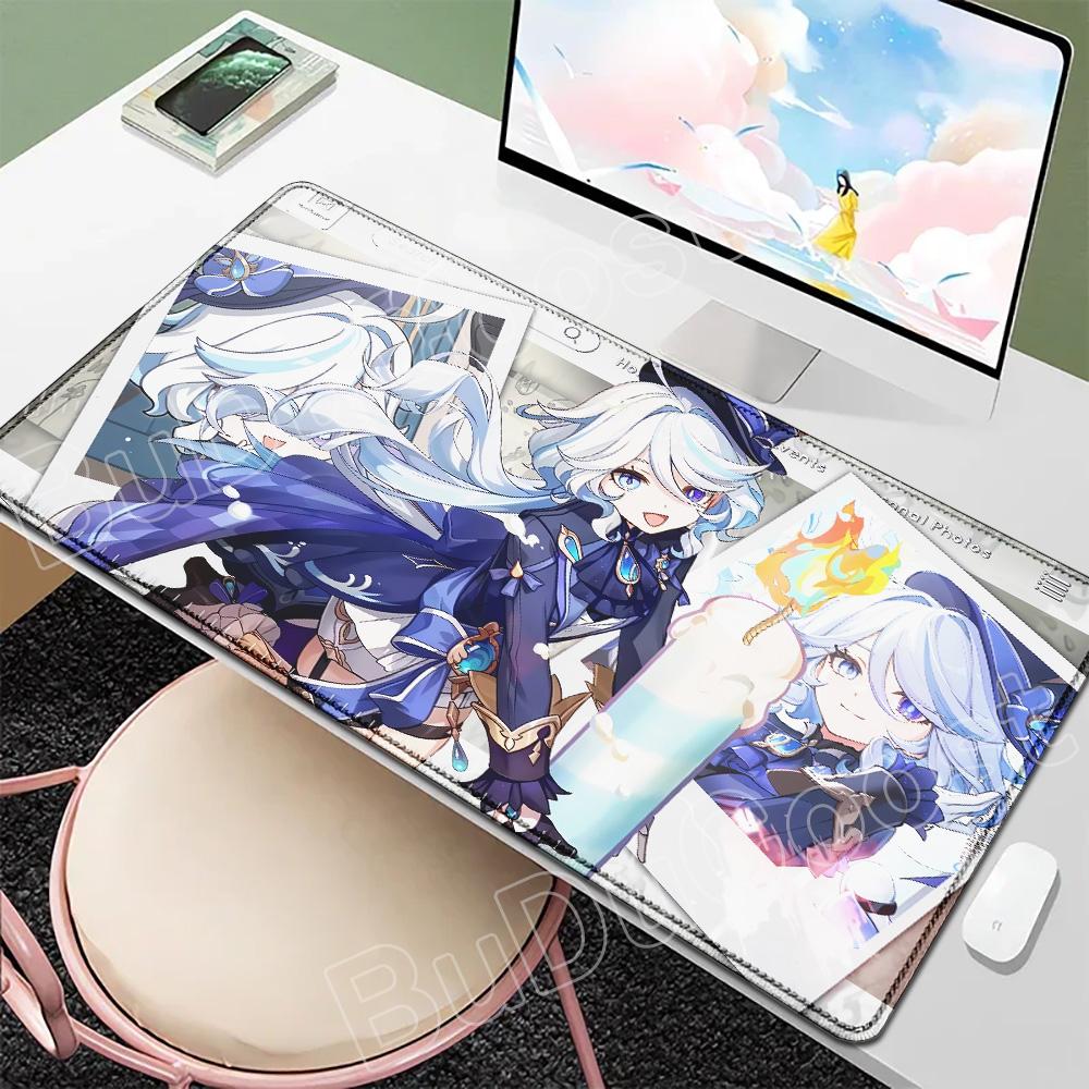 Новые обои Игрок Genshin Furina Коврик для мыши Аниме Игровой коврик для мыши HD Печать Настольные коврики Резиновый настольный коврик XXL Коврики для стола