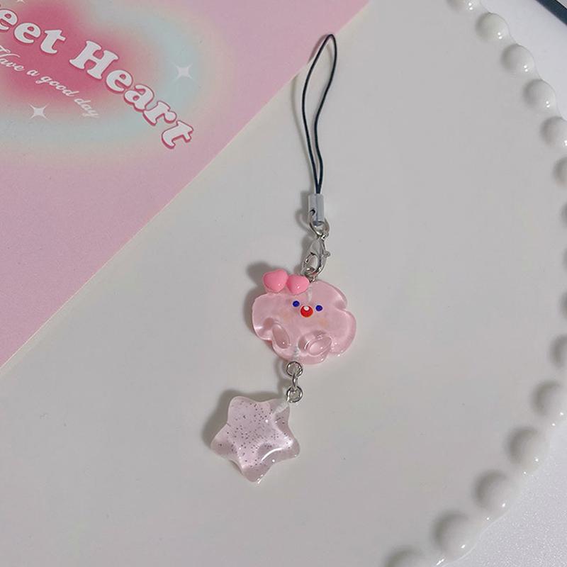 Милая цепочка для телефона с изображением облака и звезды, Kawaii, яркий цвет, ремешок для телефона, брелок для девочек, милый ремешок для мобильного телефона