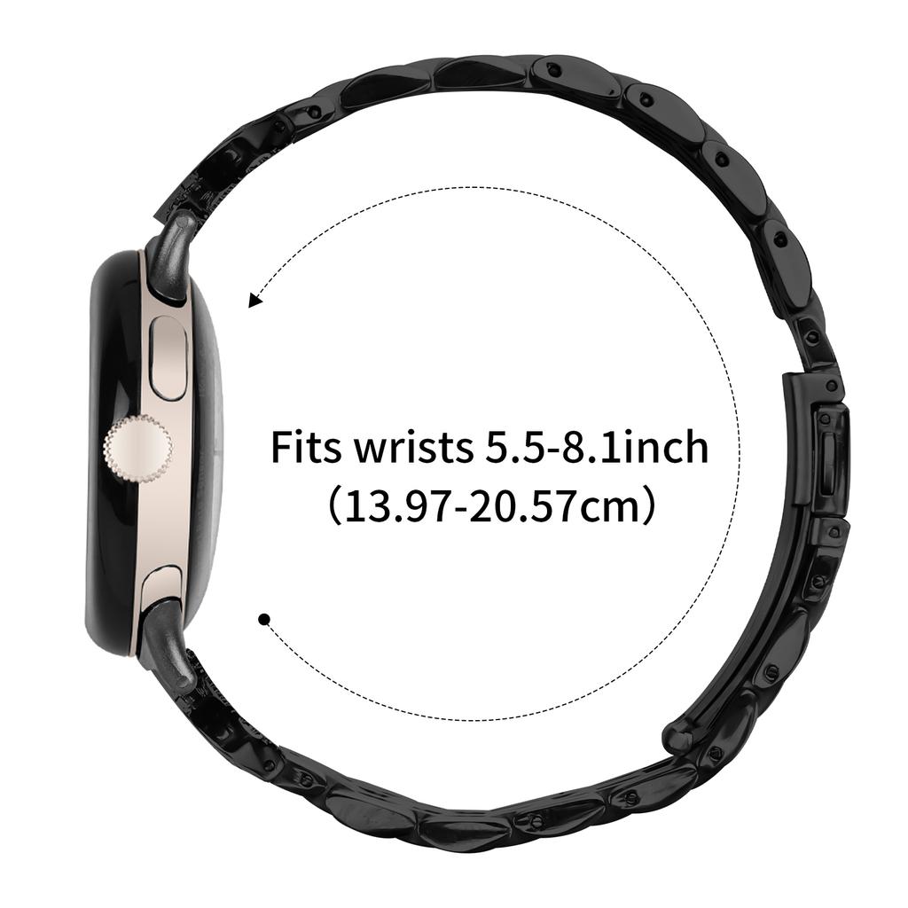 Watch Strap for Google Pixel Watch 3 41mm/Watch 2/Watch Seven Bead Stainless Steel Band with Rhinestone Ox Horn Style Connector