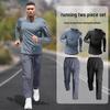 Мужской быстросохнущий костюм для бега с длинным рукавом - Осенне-зимние брюки для фитнеса и активного отдыха