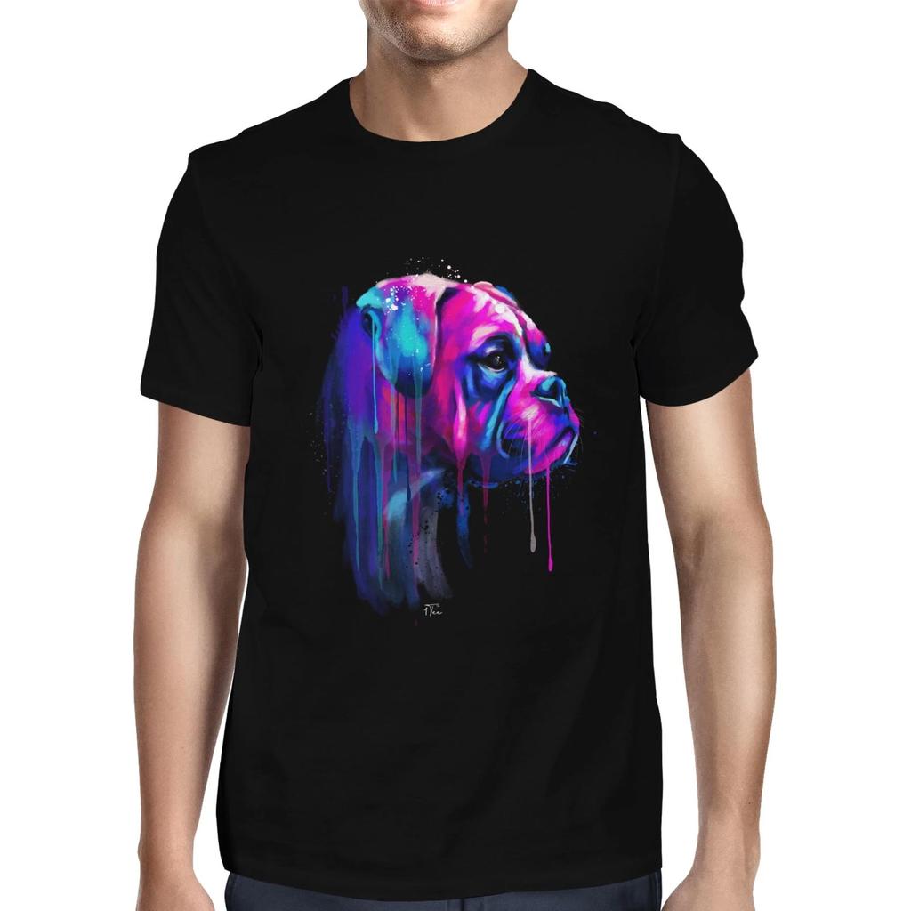 1Tee Mens Watercolour Pink and Blue Splash Bulldog Dog T-Shirt
