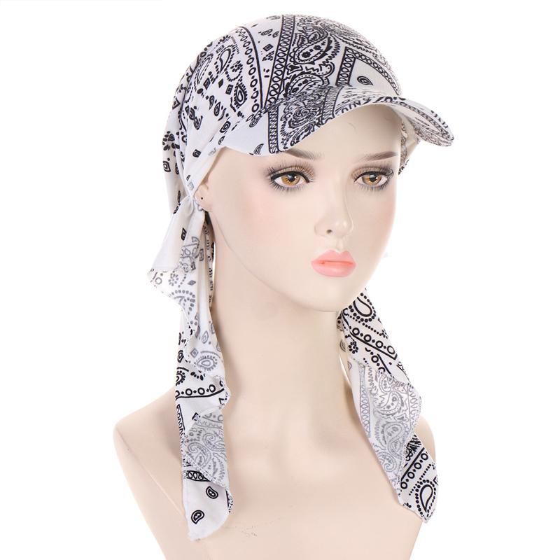 Muslim Women Printed Pre-tied Headscarf Elastic Female Turban Cancer Chemo Hat Hair Loss Cover Head Wrap Headwear Stretch Bandan