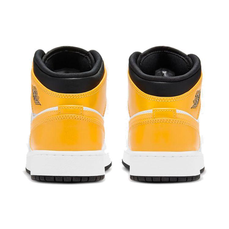 Air Jordan 1 Mid GS University Gold Kids Sneakers White Black 554725-170