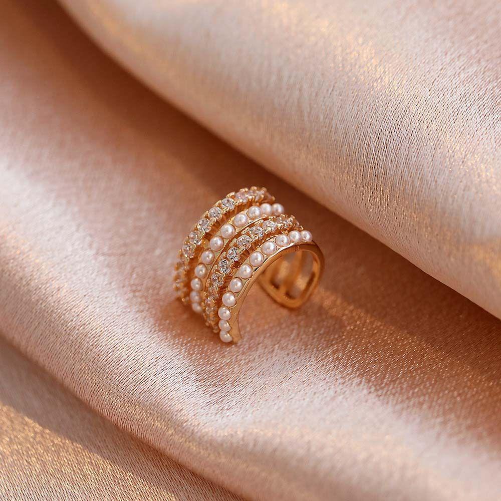 Серьги-клипсы из жемчуга и страз, корейский стиль, женские серьги-клипсы из циркония