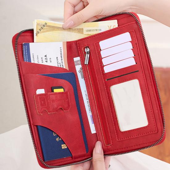 Кошелек с RFID-защитой на молнии Держатель для дорожных документов Органайзер для паспортов Держатель для карт с ремешком на запястье для мужчин, женщин, для семейного отпуска