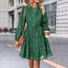 Spring and Summer Elegant Retro Lace Long Sleeve Dress Women Fashion A Line Casual Loose Dresses Women Slim Fit Solid Party Club Female Dress 26645