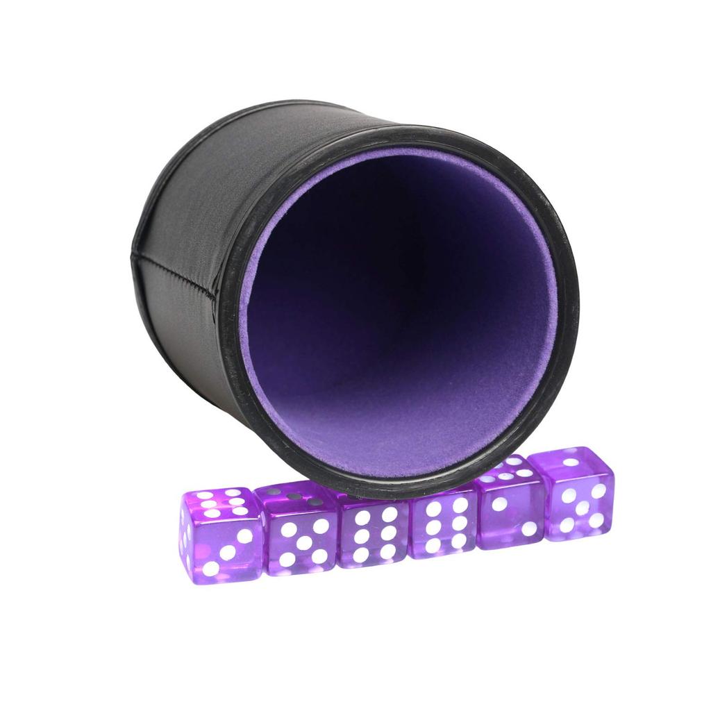 Leatherette Dice Cup with Felt Backing, Quiet Shaker for Yahtzee, Farkle, Liars Dice, and Board Games
