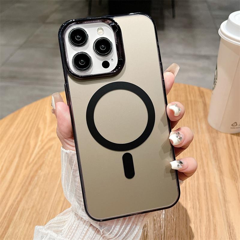 Роскошный матовый лазерный IMD цветной чехол для беспроводной зарядки Magsafe для iPhone 15 14Plus 13 12 11 Pro Max противоударный чехол