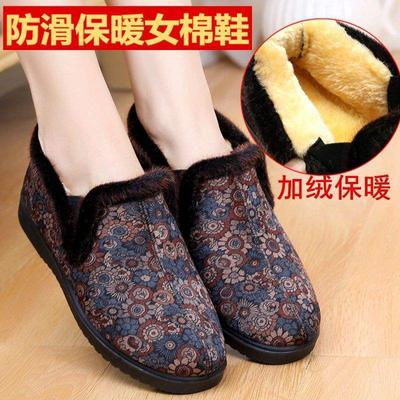 Старая северная тканевая обувь женская материнская хлопковая обувь на зиму для пожилых нескользящая мягкая подошва бархатная теплая обувь для пожилой женщины бабушки