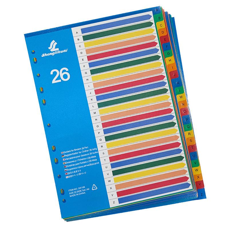 Colored A4 Loose-leaf Index Dividers with 11 Holes - Numbered and Lettered Tabs