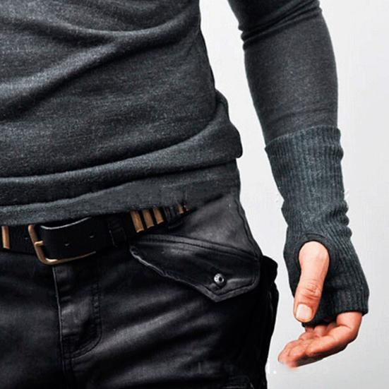 Spring Autumn Men Top Neck Protection High Collar Slim Fit Stretchy Pleated Long Sleeves Pullover