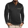 Men's Solid Color Button Lapel Long Sleeve Top Men's Casual Fashion Long Sleeve Top