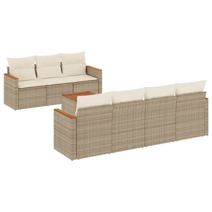 VidaXL Salon de Jardin avec Coussins 8 pcs, Canapés de Terrasse, Ensemble de Meubles de Patio, Mobilier d'Extérieur, Beige 3258208